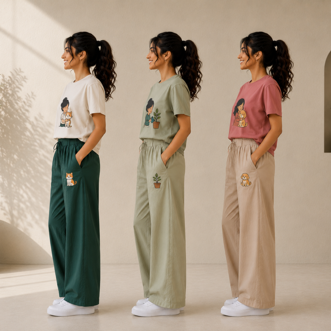 3 Women's T-Shirts With Trouser (K-2)