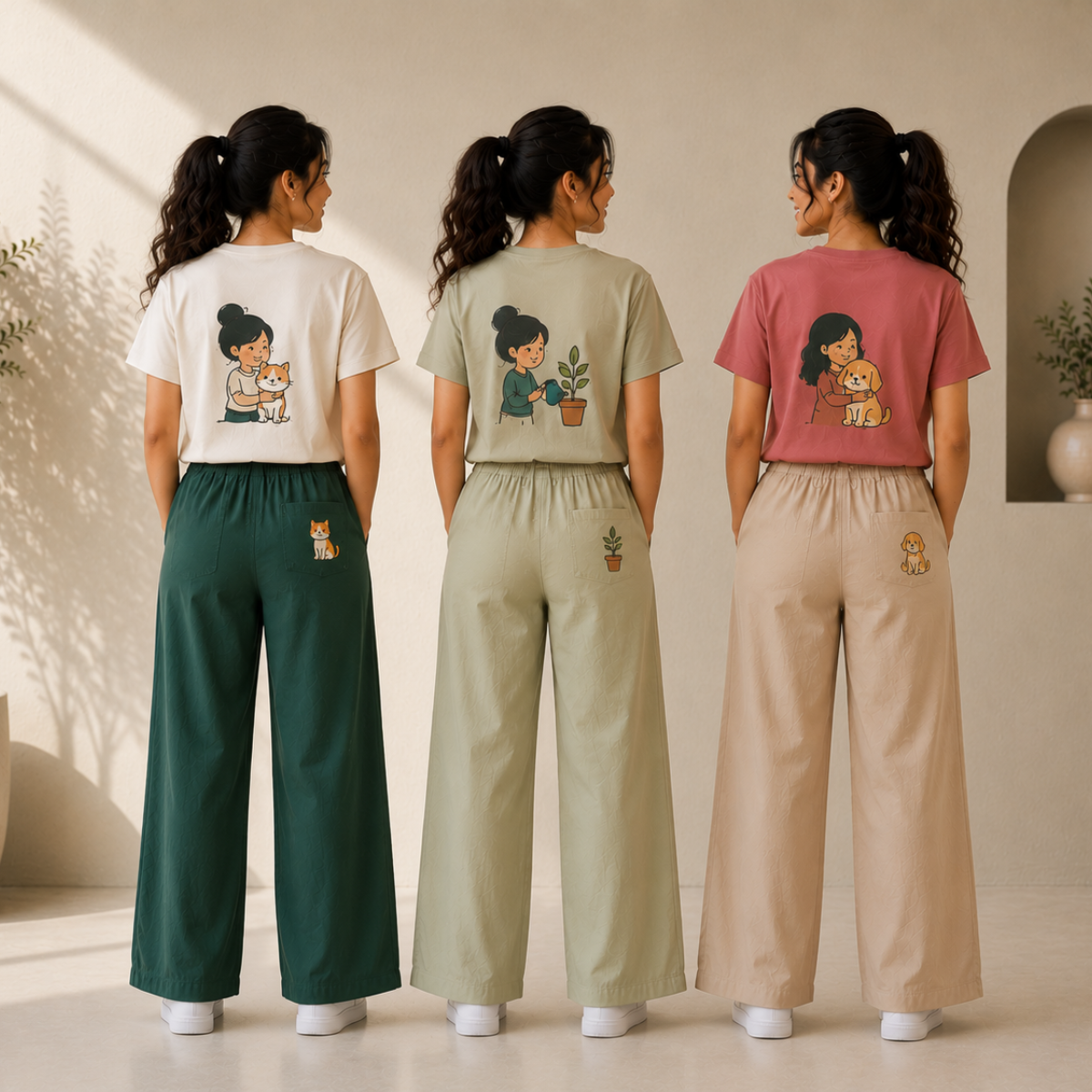 3 Women's T-Shirts With Trouser (K-2)