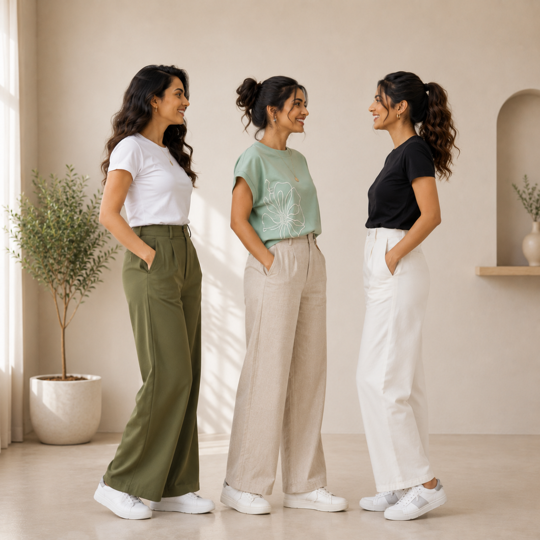 3 Women's T-Shirts With Trouser (K-3)