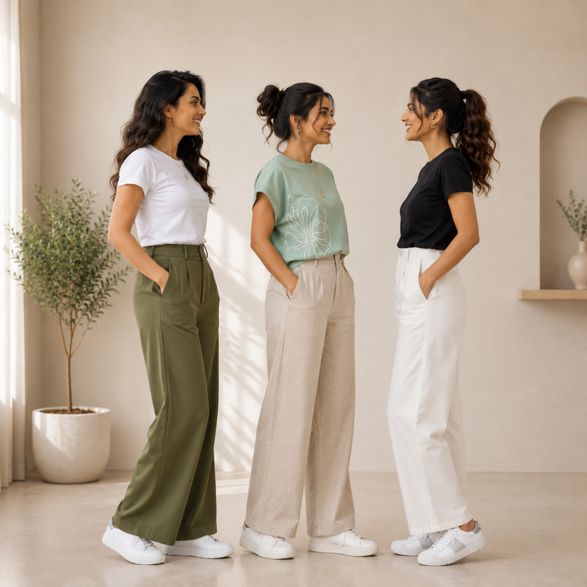 3 Women's T-Shirts With Trouser (K-3)
