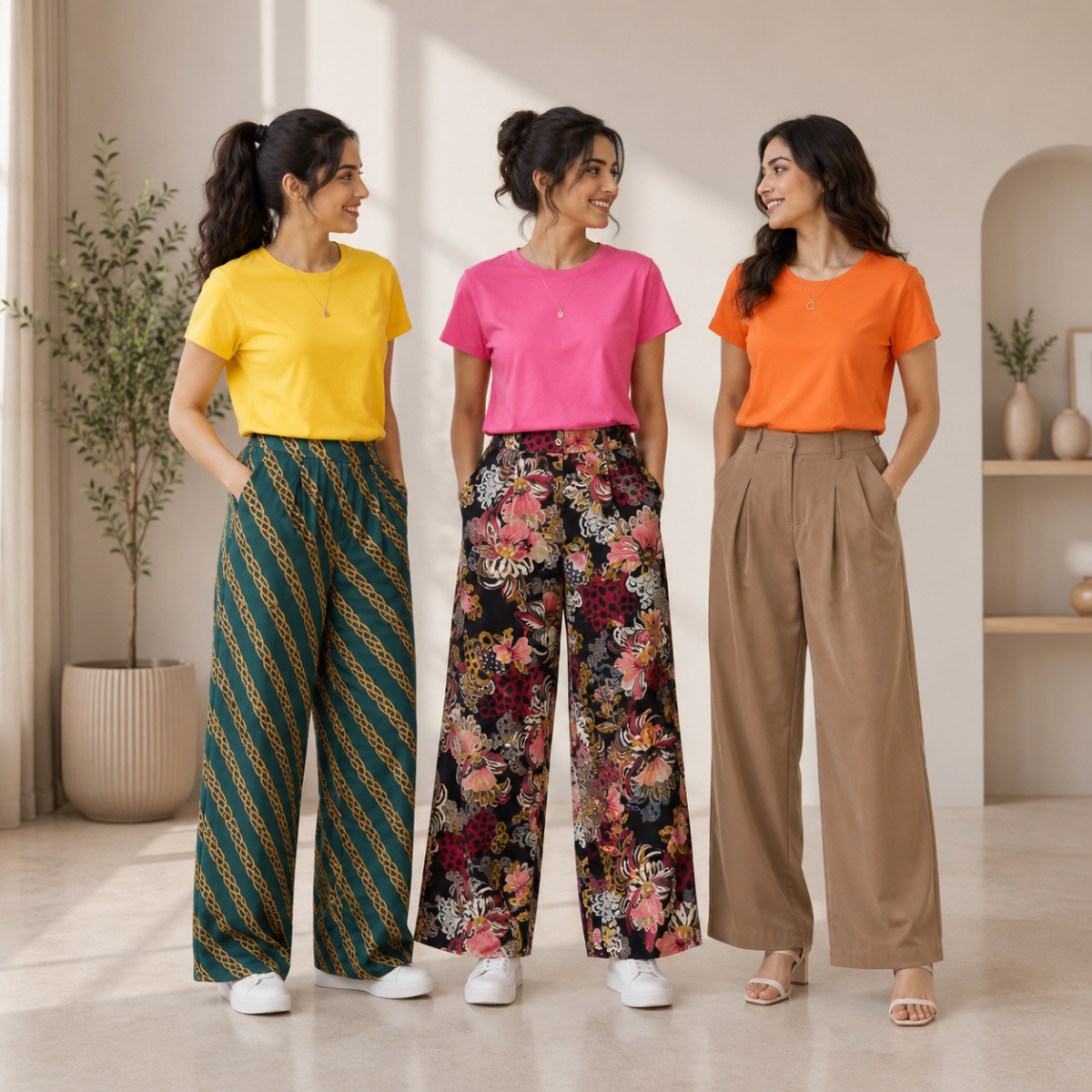 3 Women's T-Shirts With Trouser (K-4)