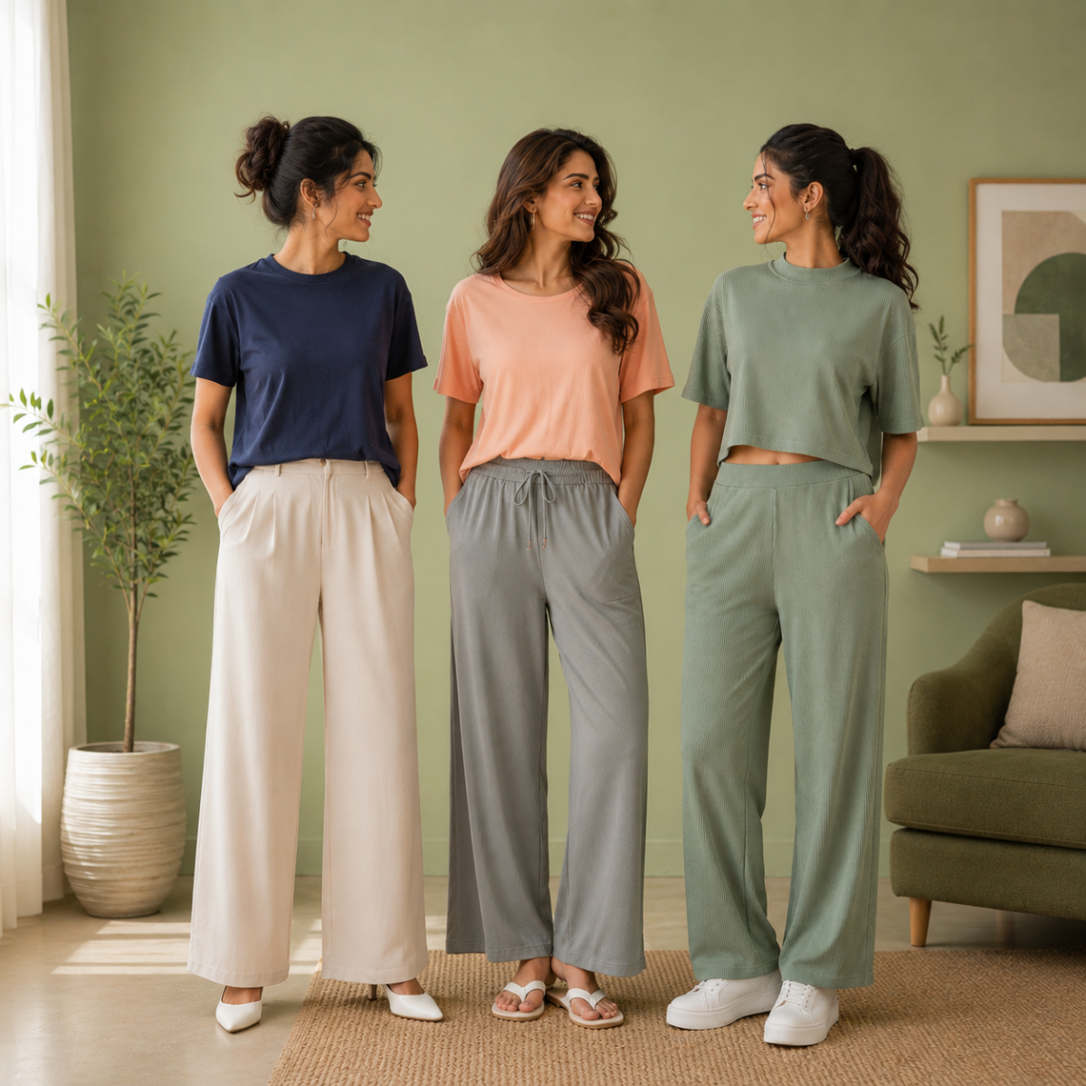 3 Women's T-Shirts With Trouser (K-6)