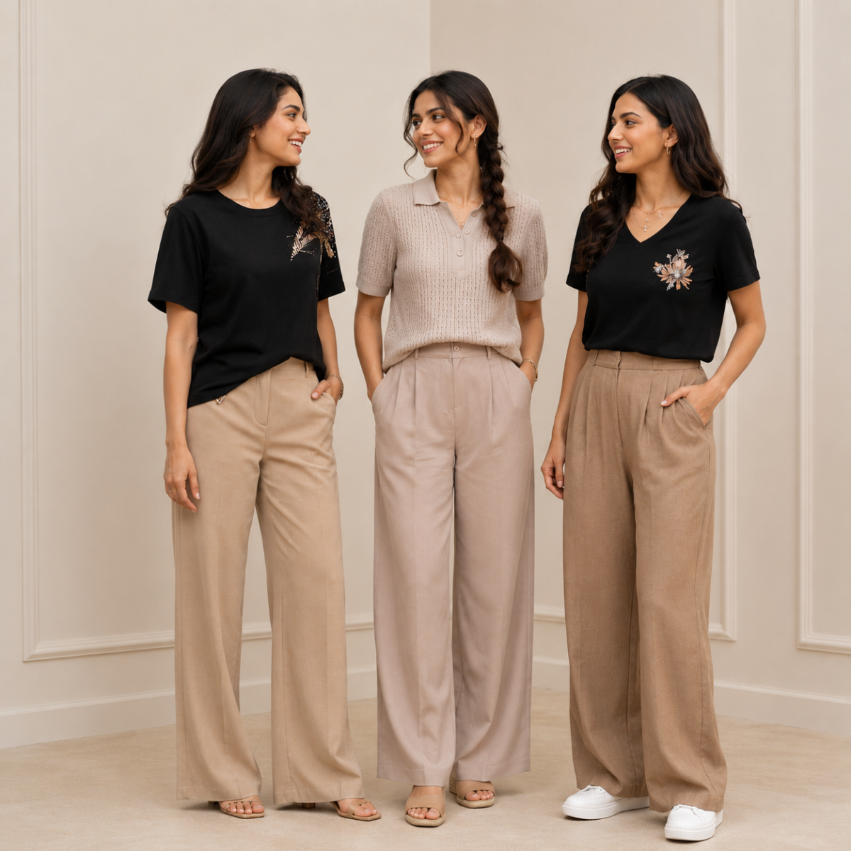 3 Women's T-Shirts With Trouser (K-7)