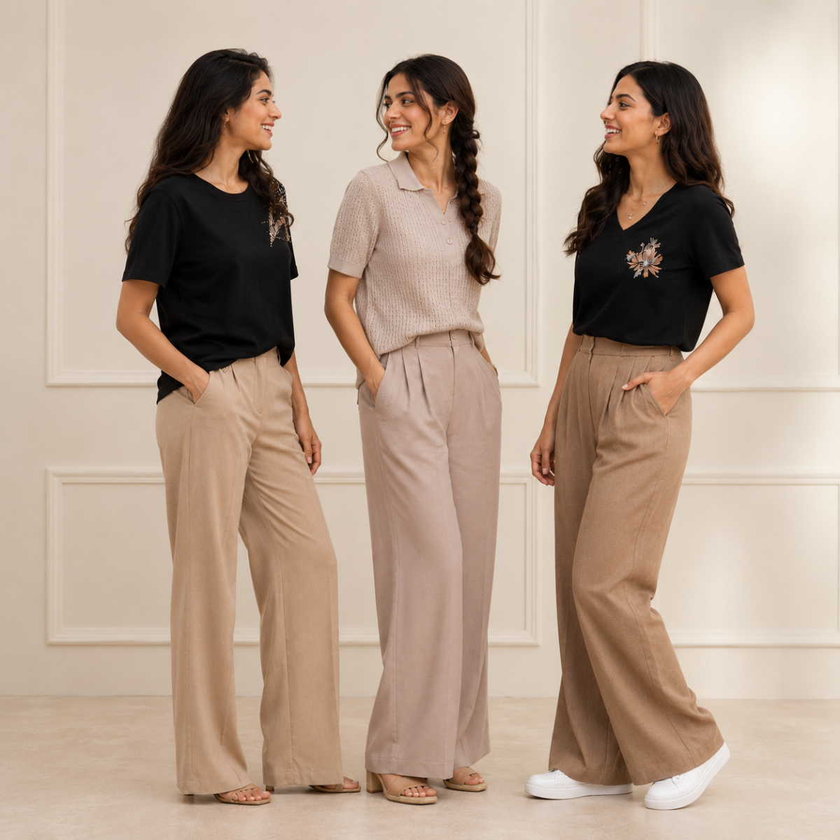 3 Women's T-Shirts With Trouser (K-7)