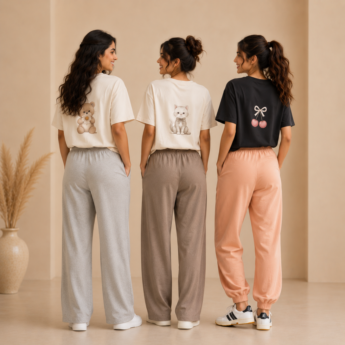 3 Women's T-Shirts With Trouser (K-8)