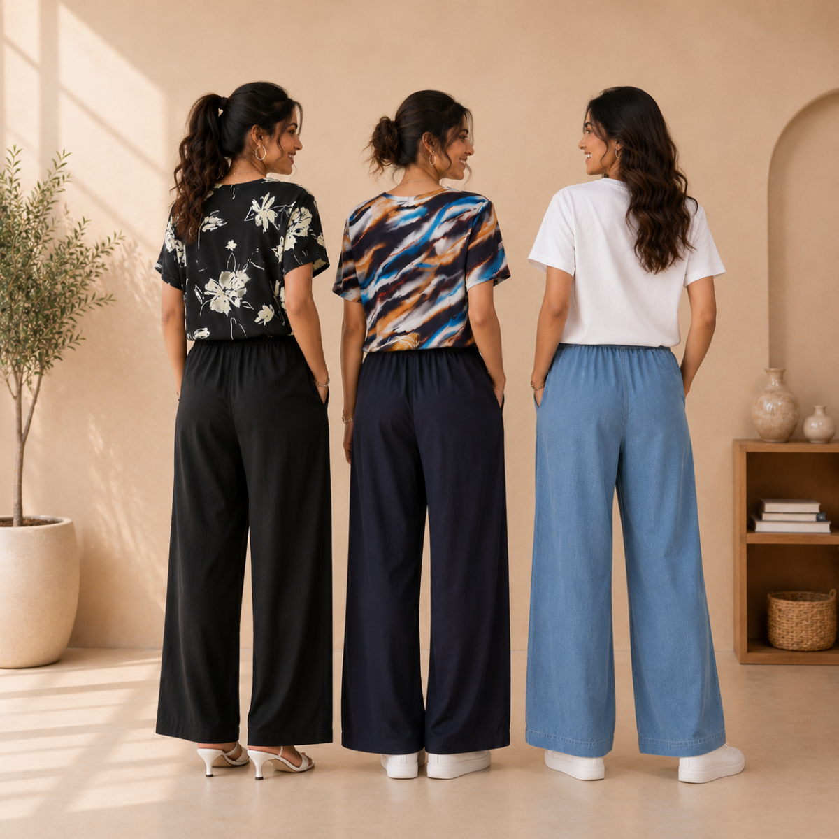 3 Women's T-Shirts With Trouser (K-9)