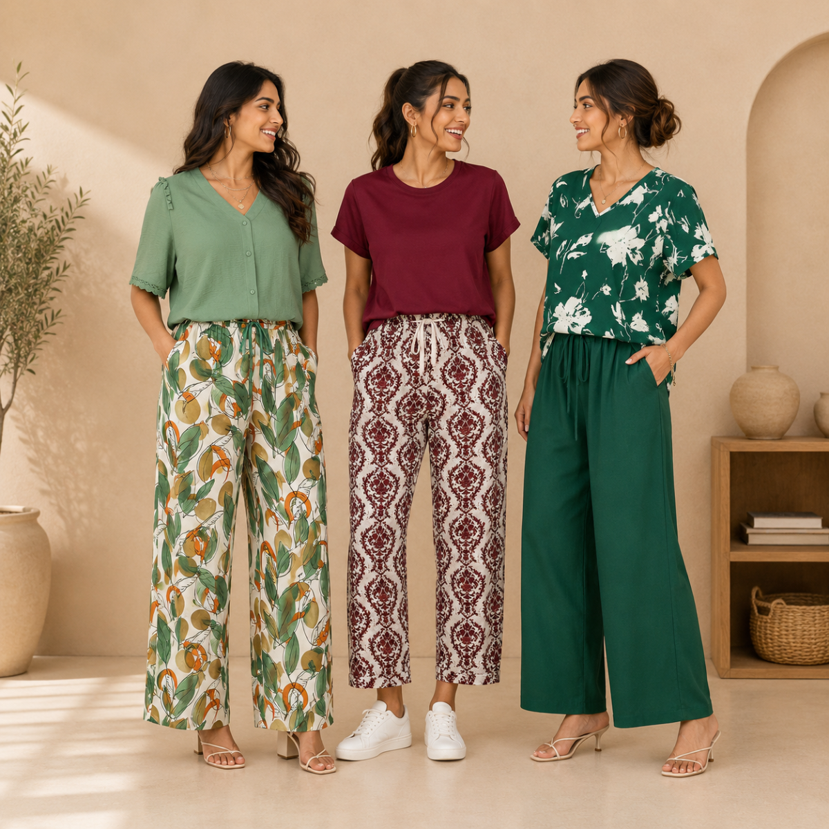 3 Women's T-Shirts With Trouser (K-10)